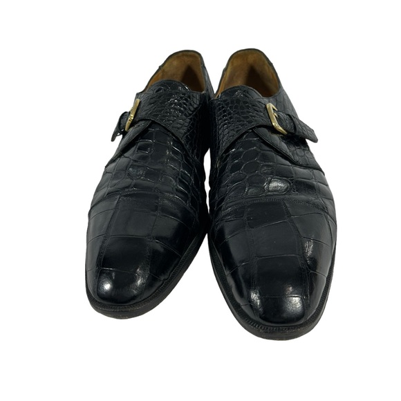 Genuine men SAKS FIFTH AVENUE alligator monk strap shoes 12 M - Picture 4 of 10